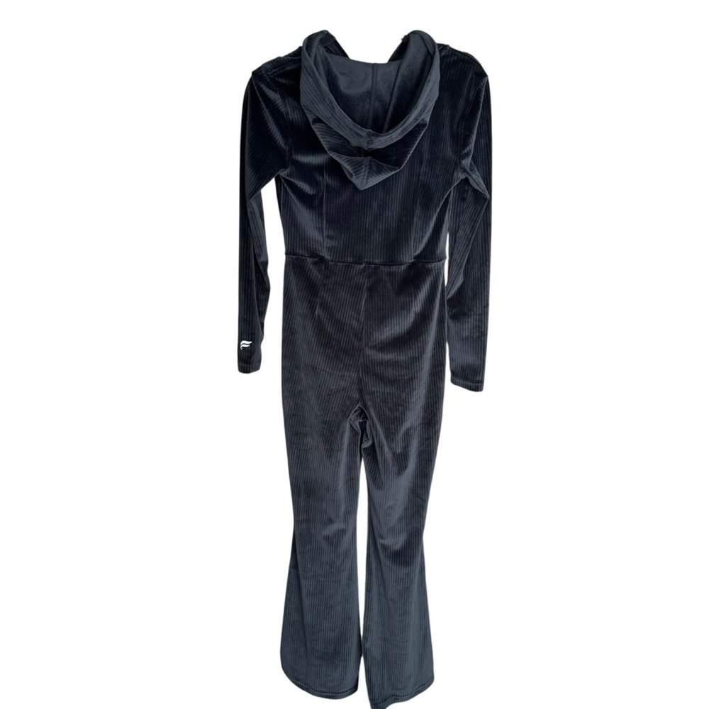 Fabletics - NWTPlush Rib Hooded Jumpsuit Zip Front Flare Leg Lounge Sz Xs - Picture 5 of 7